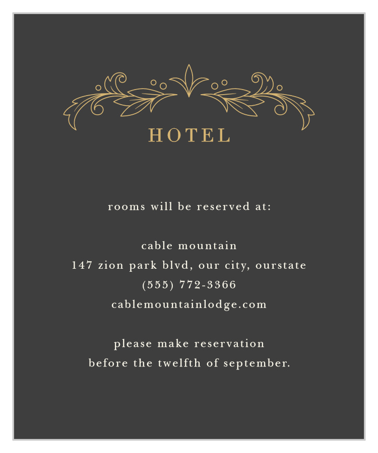 Ornate Baroque Accommodation Cards