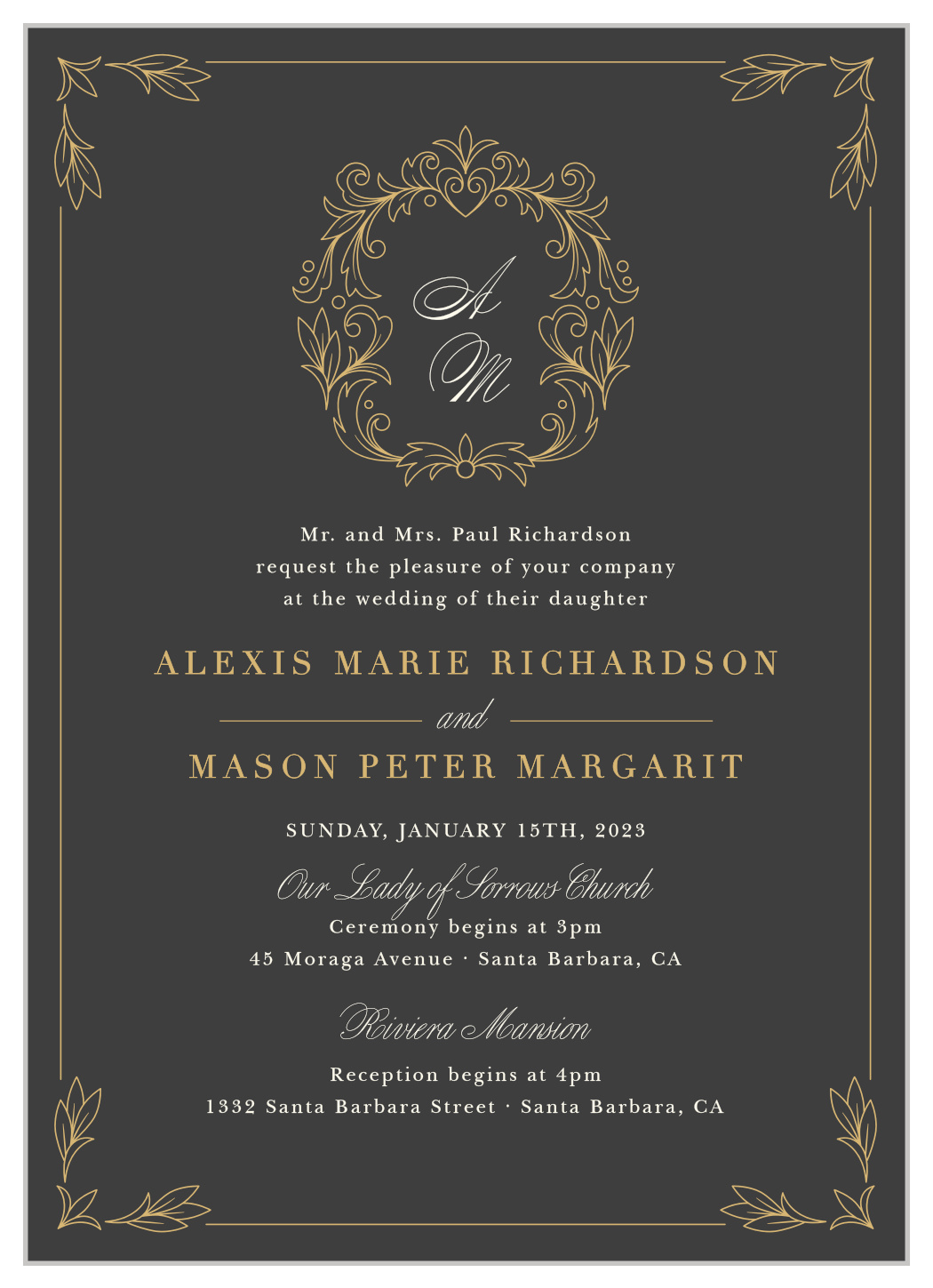 Ornate Baroque Wedding Invitations