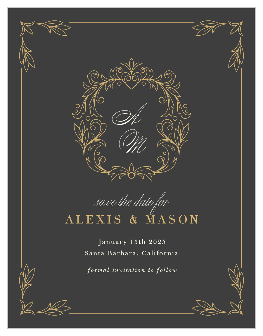 Ornate Baroque Save the Date Cards