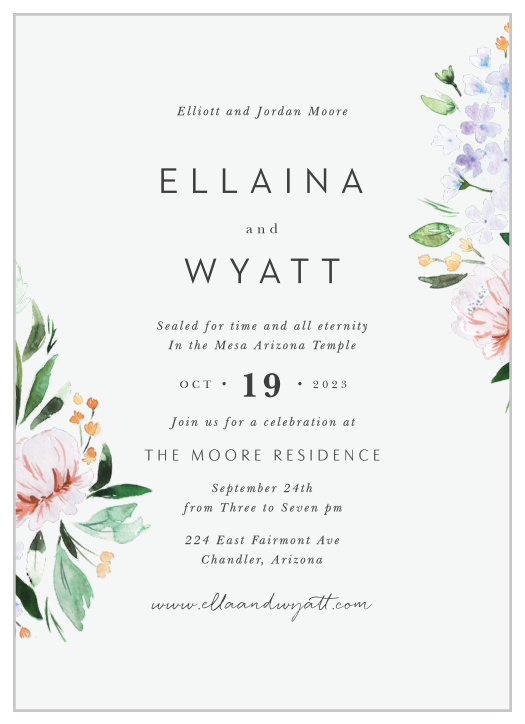 Our Floral Cascade LDS Wedding Invitations are the perfect way to bring family and friends together for your big day!