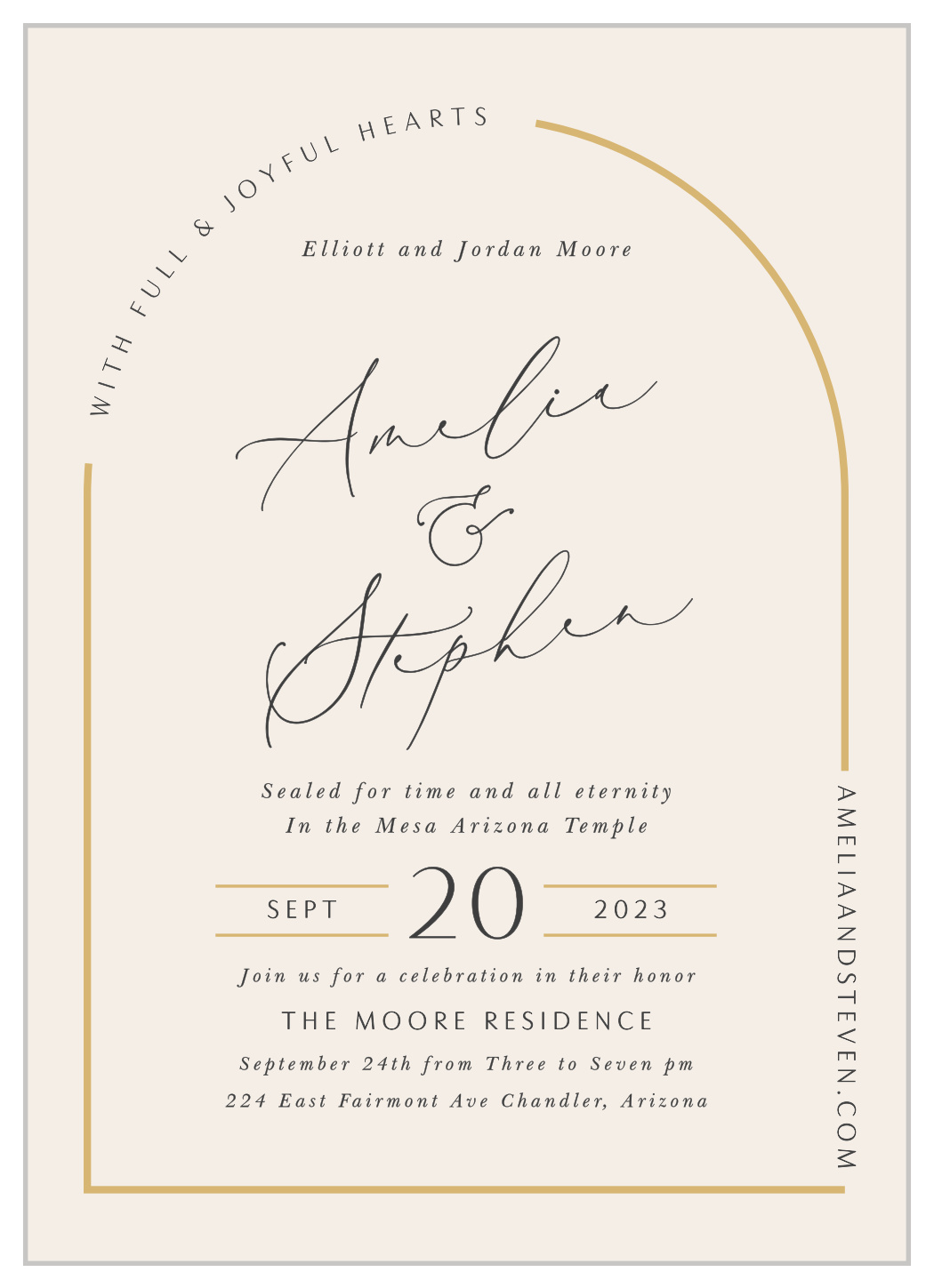 Modern Arch LDS Wedding Invitations by Basic Invite