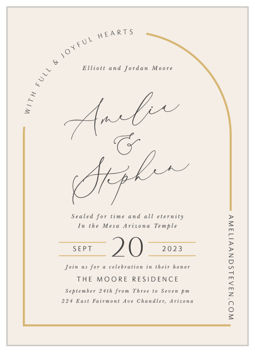 Our Modern Arch LDS Wedding Invitations bring loved ones together for you and your partner's special day!