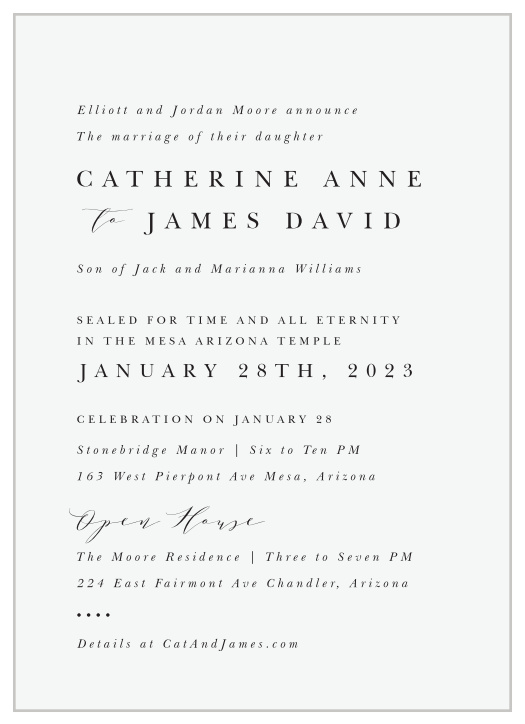 Your special day is coming up, our Classic Simplicity LDS Wedding Invitations are sure to bring family and friends together.