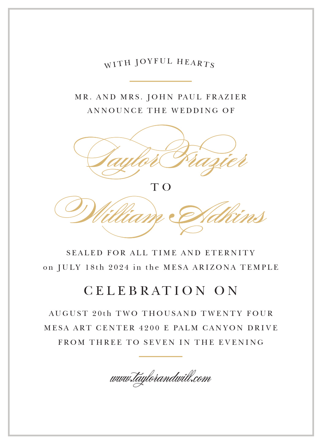 Elegant Vintage LDS Wedding Invitations