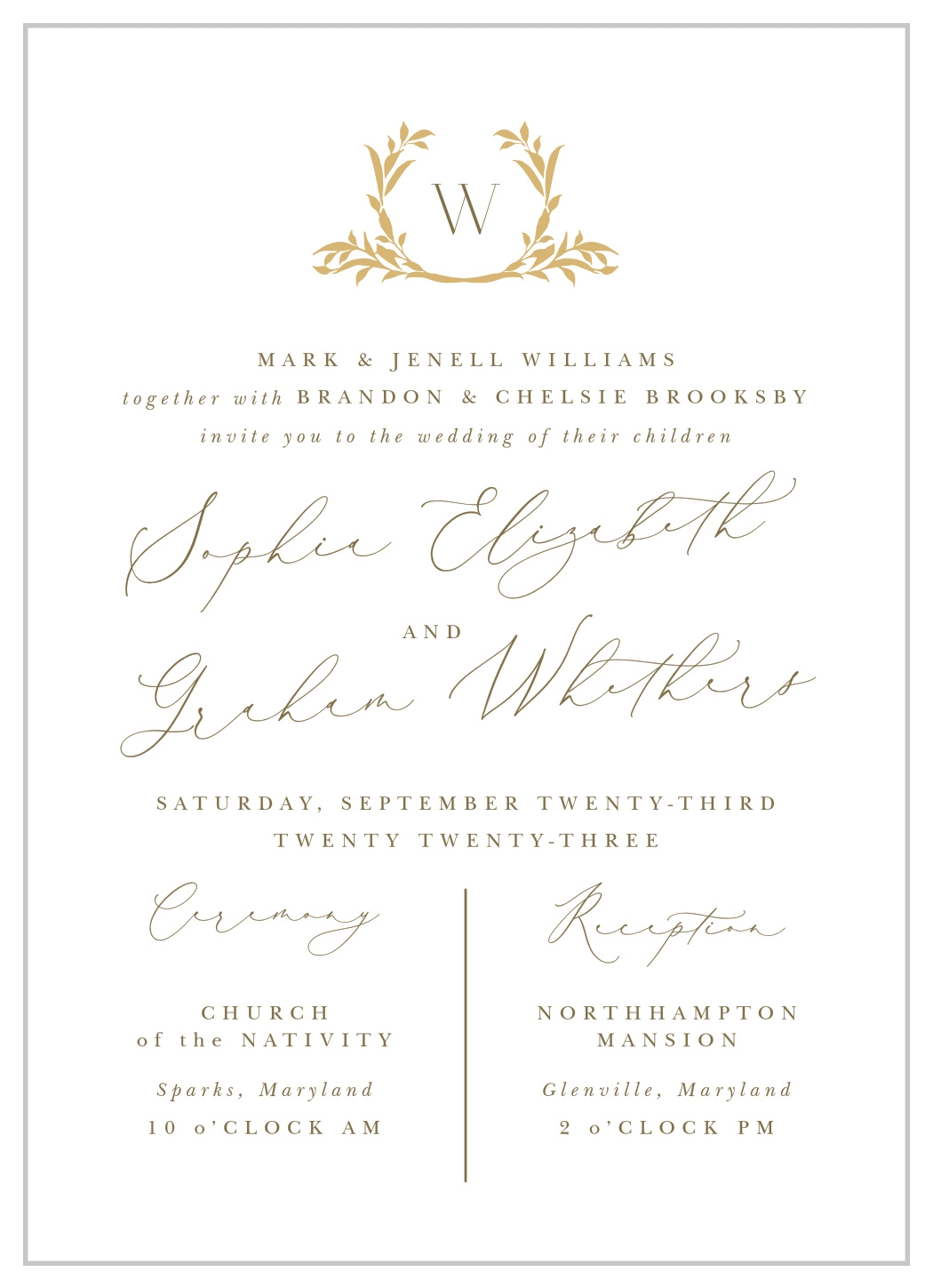 Golden Crest Wedding Invitations