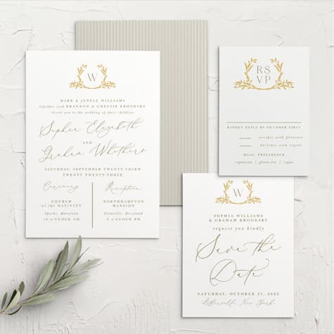 Golden Crest Wedding Invitations