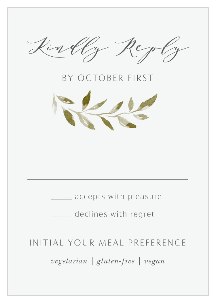 Evergreen Leaves LDS Response Cards by Basic Invite