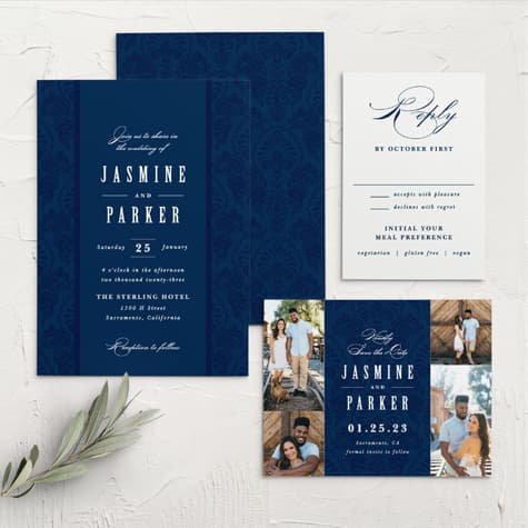 Ribbon & Damask Wedding Invitations