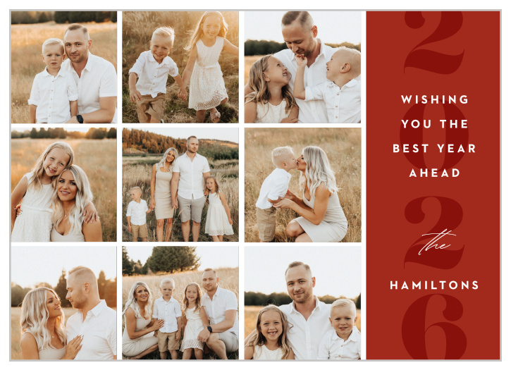 Our Collage Grid New Years Cards are the perfect way to share your seasonal greeting with family and friends.