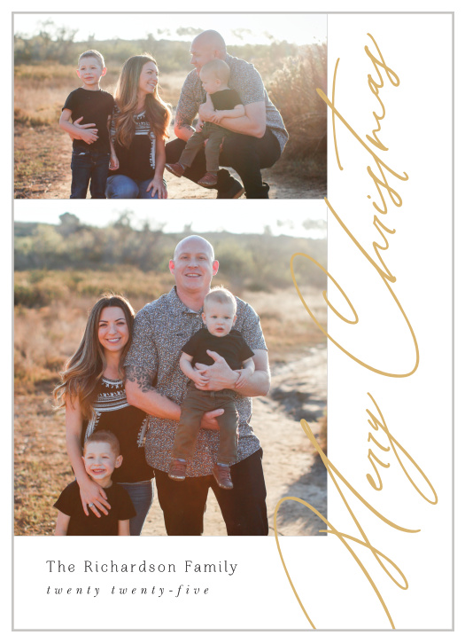 Share your warm wishes with family and friends this festive season when you send out our Handwritten Cursive Christmas Cards.