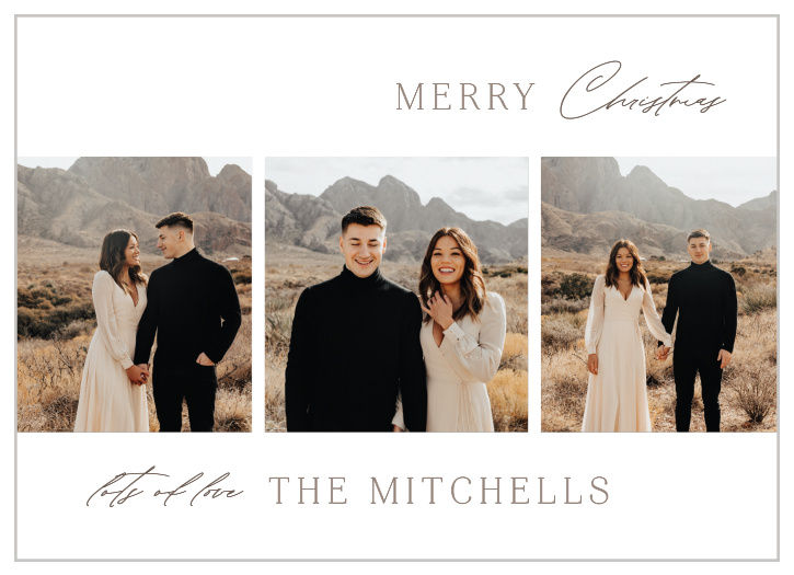 Share your warm wishes this holiday season with our Merry Trio Christmas Cards.