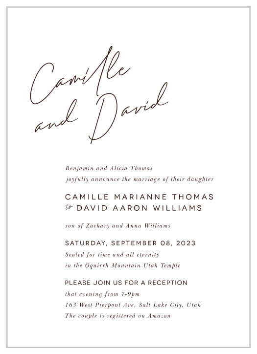 LDS Wedding Invitations and Announcements