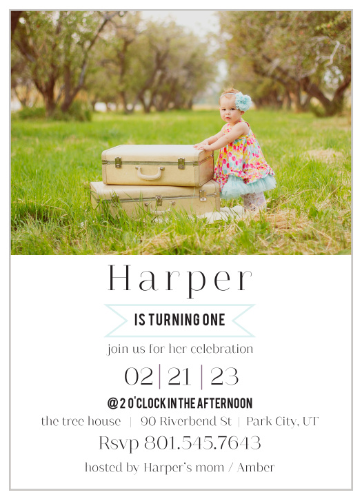 With your childs photo front in center, this adorable first birthday invitation is one your guests will want to hold on to forever!
