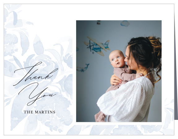 Let family and friends know how much you appreciate their support with our Floral Dip Birth Announcement Thank You Cards.