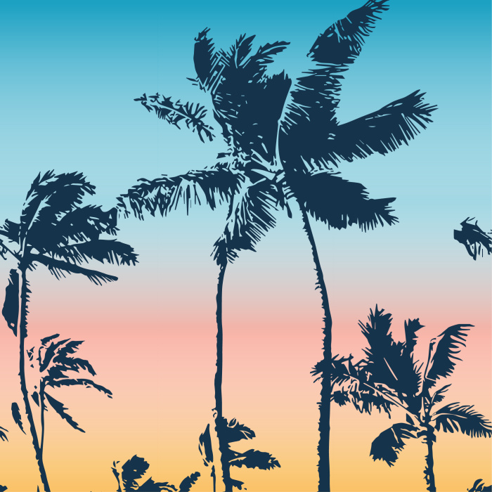 Our Sunrise Palms Peel and Stick Wallpaper brings your favorite vacation spot to any room in your home.