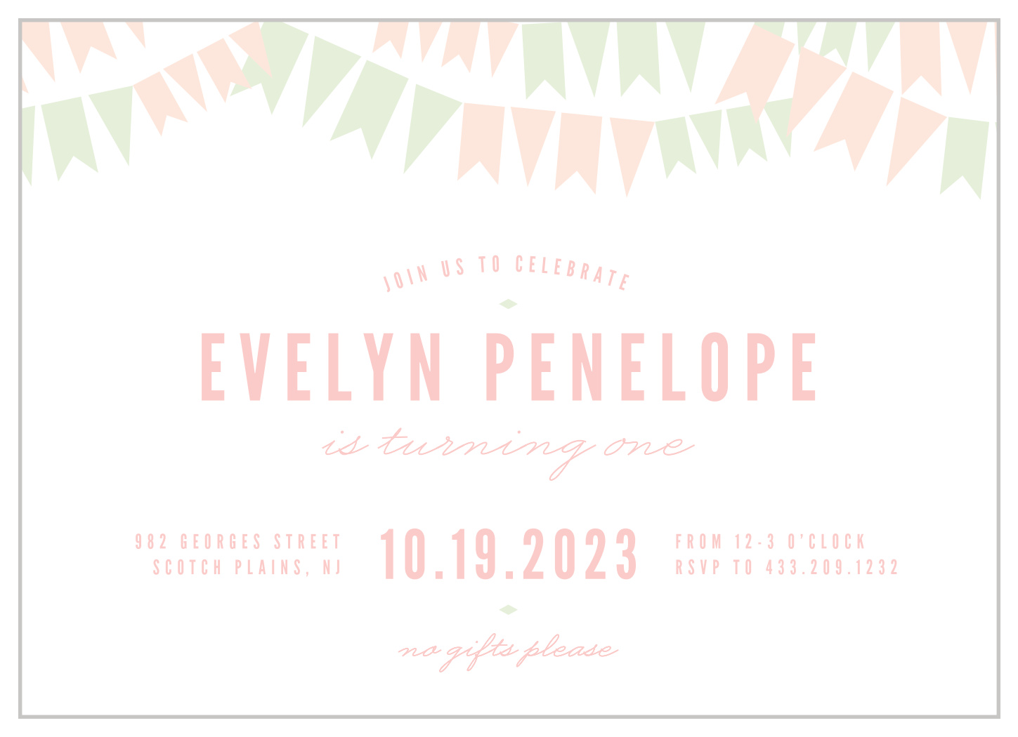 Pennant Banner First Birthday Invitations