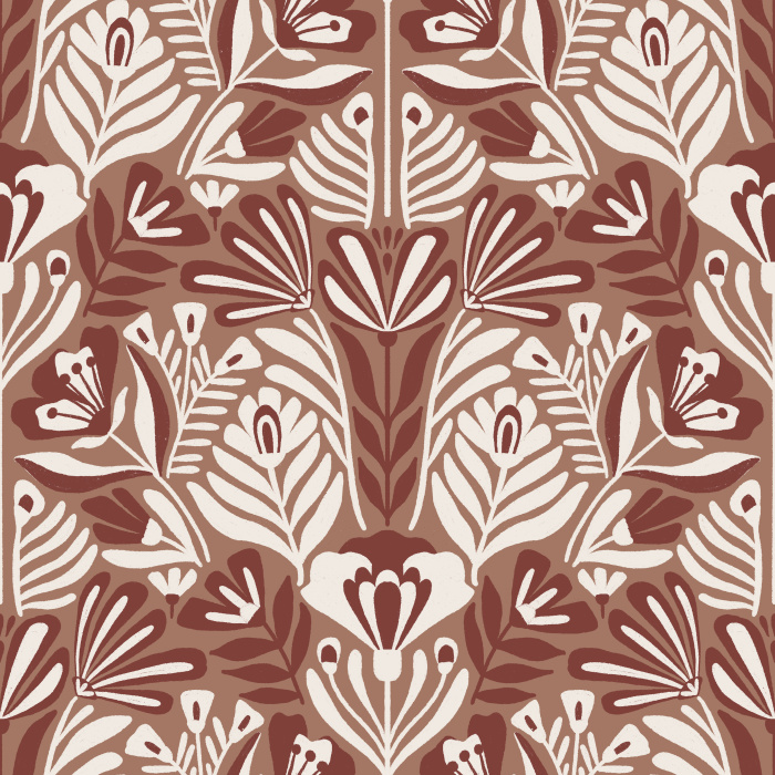 A damask style pattern of hand drawn florals, in blue-greens, soft golds, and purple our Damask Blooms Peel and Stick Removable Wallpaper is sure to make a statement on any wall.