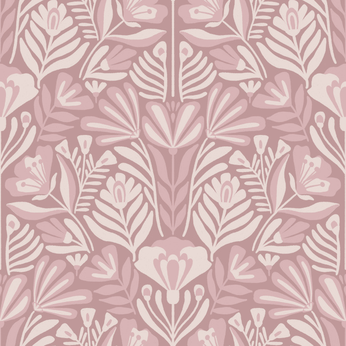 A damask style pattern of hand drawn florals, in blue-greens, soft golds, and purple our Damask Blooms Peel and Stick Removable Wallpaper is sure to make a statement on any wall.