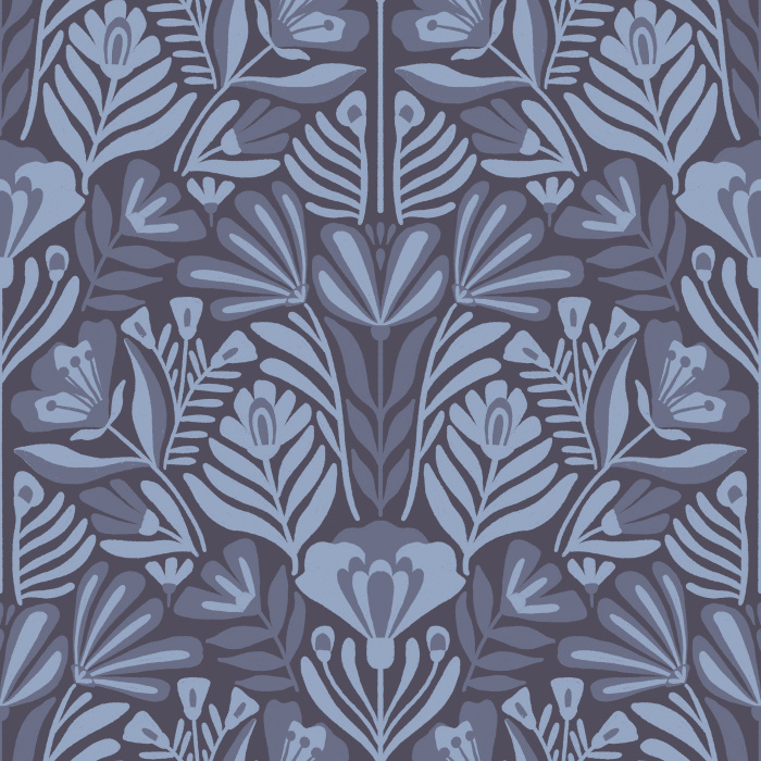 A damask style pattern of hand drawn florals, in blue-greens, soft golds, and purple our Damask Blooms Peel and Stick Removable Wallpaper is sure to make a statement on any wall.