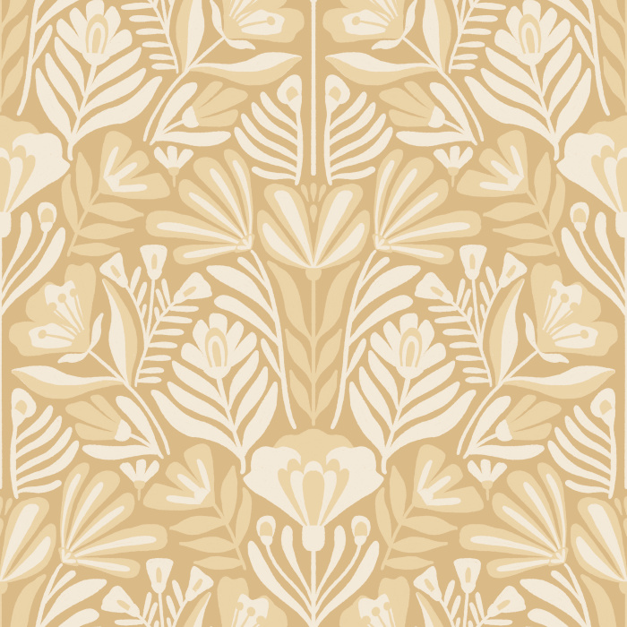 A damask style pattern of hand drawn florals, in blue-greens, soft golds, and purple our Damask Blooms Peel and Stick Removable Wallpaper is sure to make a statement on any wall.