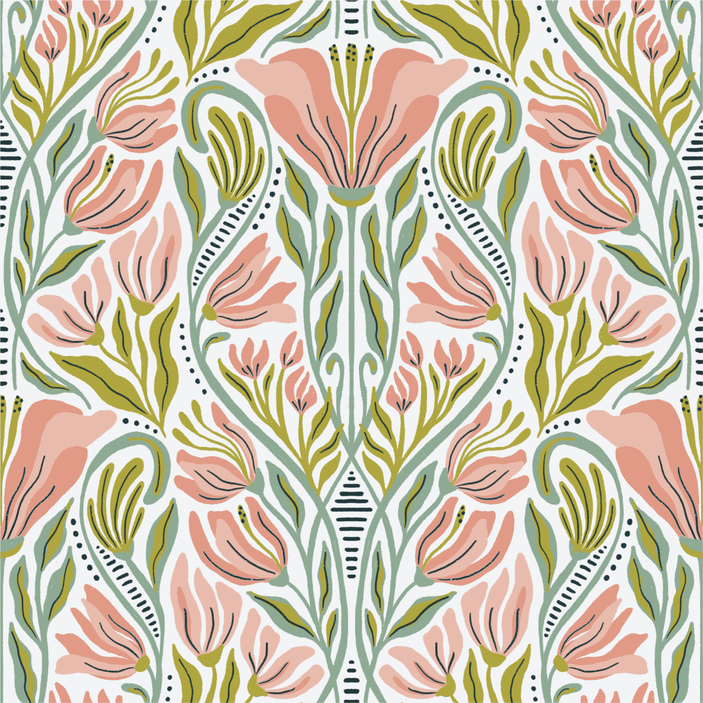 Spring Floral Vines Wallpaper