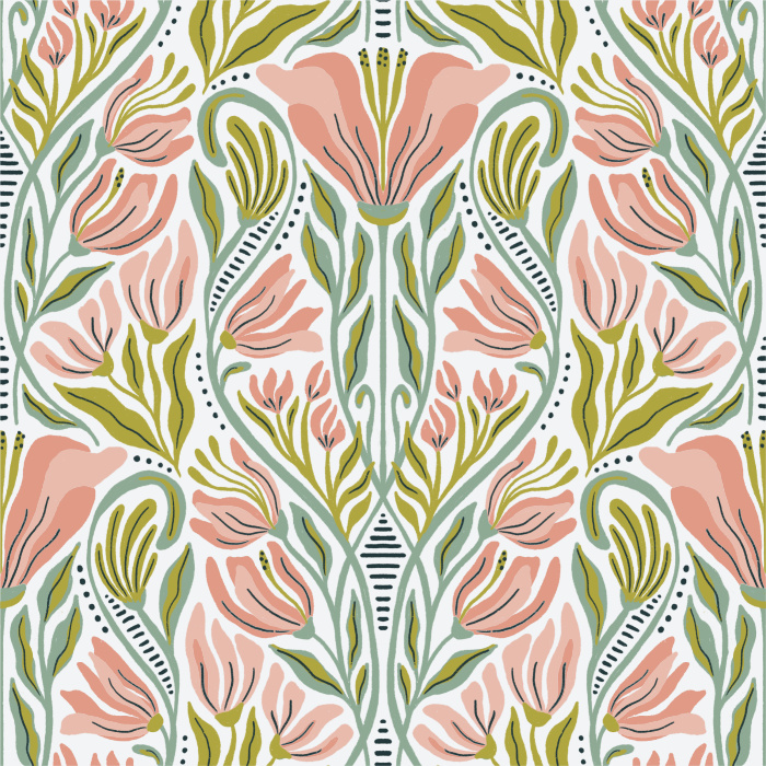 Create a tropical getaway anywhere in your home with our Spring Floral Vines Peel and Stick Wallpaper.