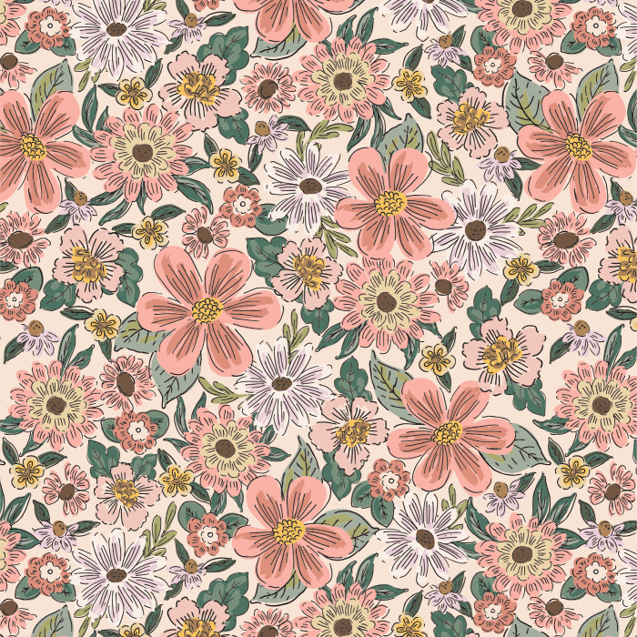 Bring a bright garden to any wall of your home with our Doodle Blooms Peel and Stick Wallpaper.