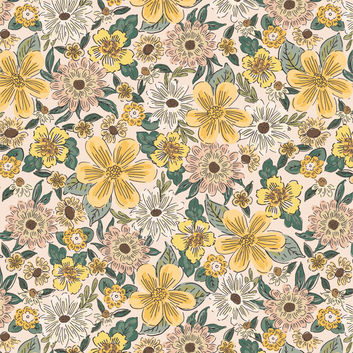 Bring a bright garden to any wall of your home with our Doodle Blooms Peel and Stick Wallpaper.