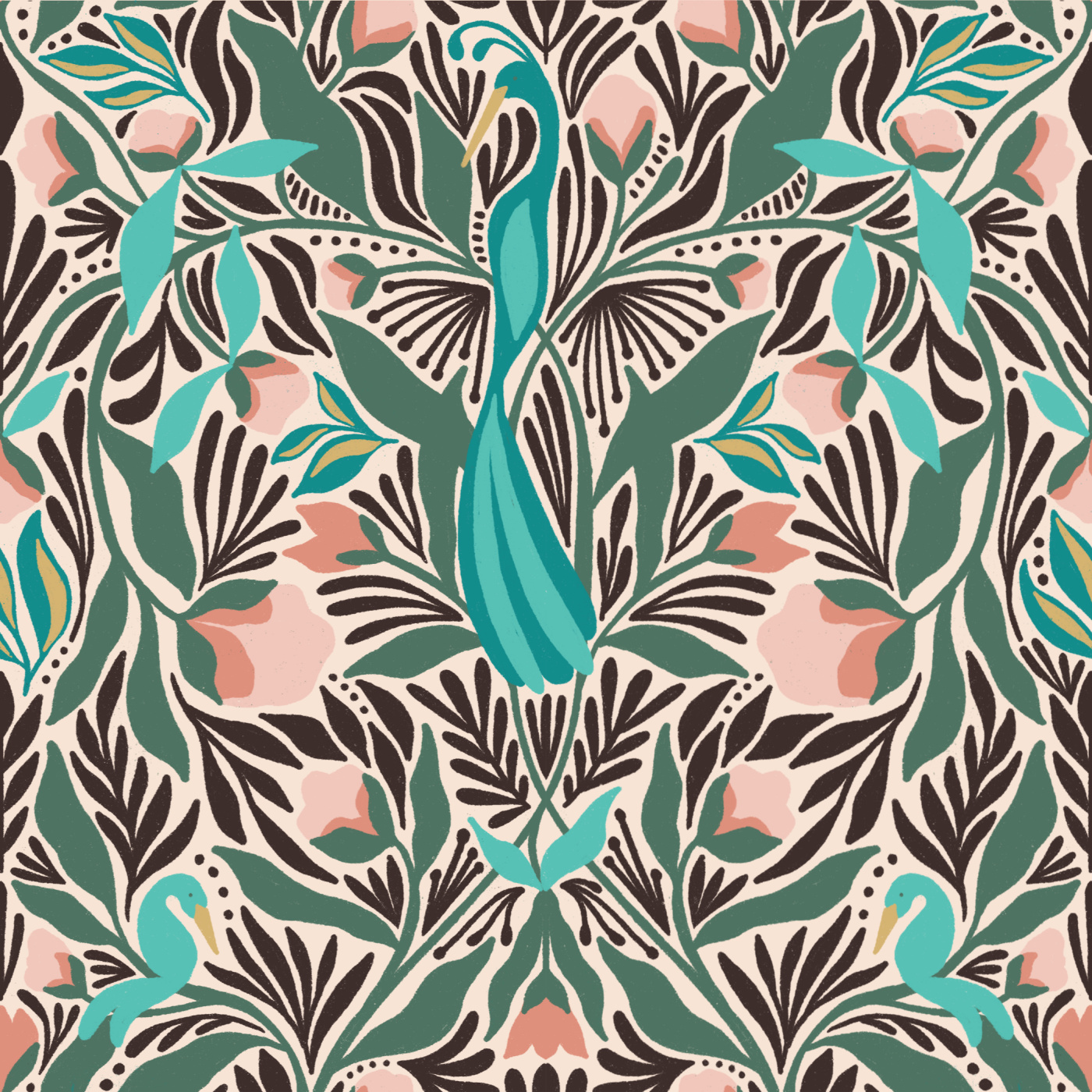 Vibrant Peacocks Wallpaper