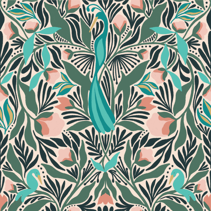 Show your daring side with our Vibrant Peacocks Peel and Stick Wallpaper.