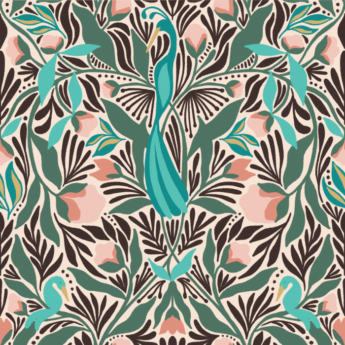 Show your daring side with our Vibrant Peacocks Peel and Stick Wallpaper.