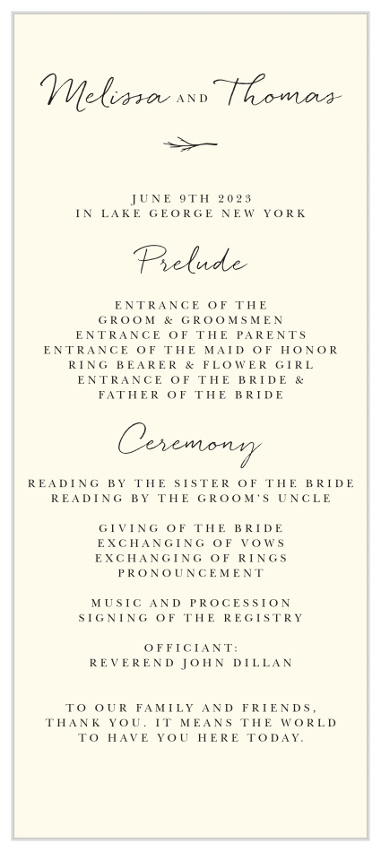 Weathered Twig Tea Wedding Programs are the perfect choice for ensuring that your guests can follow along with the moments and members of your wedding ceremony.