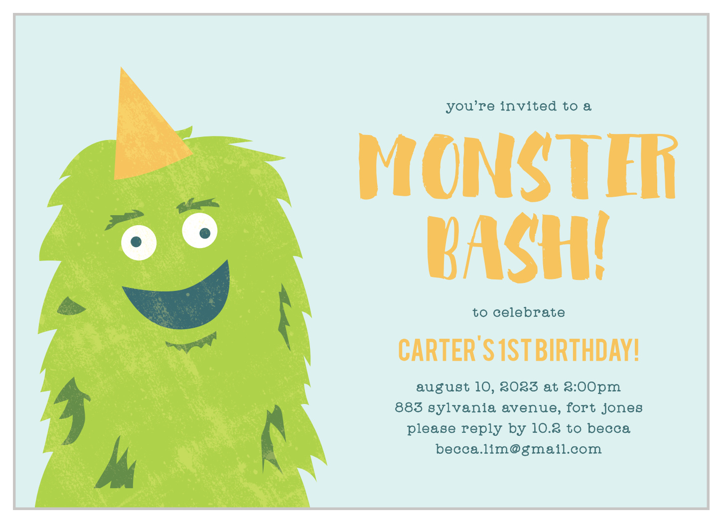 Monster Bash First Birthday Invitations