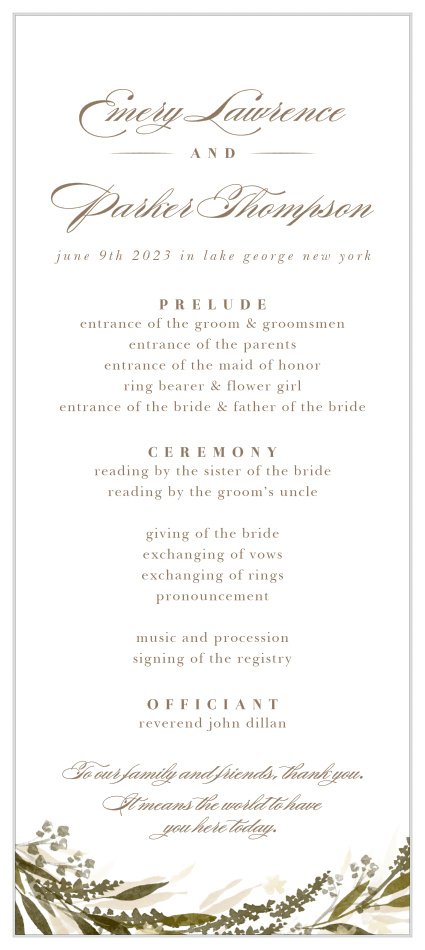 Make sure everything is in order with our Elegant Wreath Tea Programs.