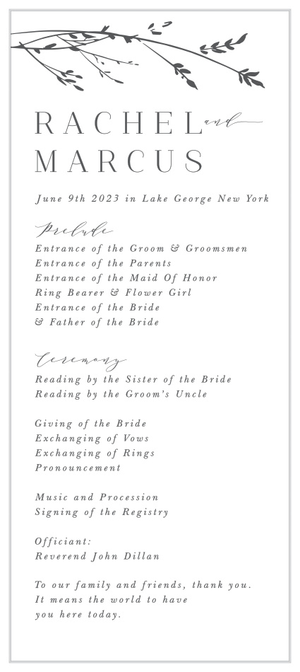 Walk family and friends through every step of your marriage ceremony with the rustic look of our Sweet Grass Tea Wedding Programs.