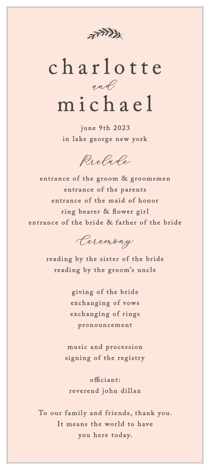 Keep everyone up-to-date throughout your ceremony with our Perfectly Personalized Tea Wedding Programs.