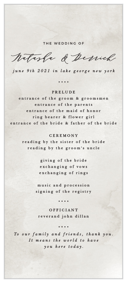 Walk family and friends through each step of your ceremony with our Passionate Forever Tea Wedding Programs.