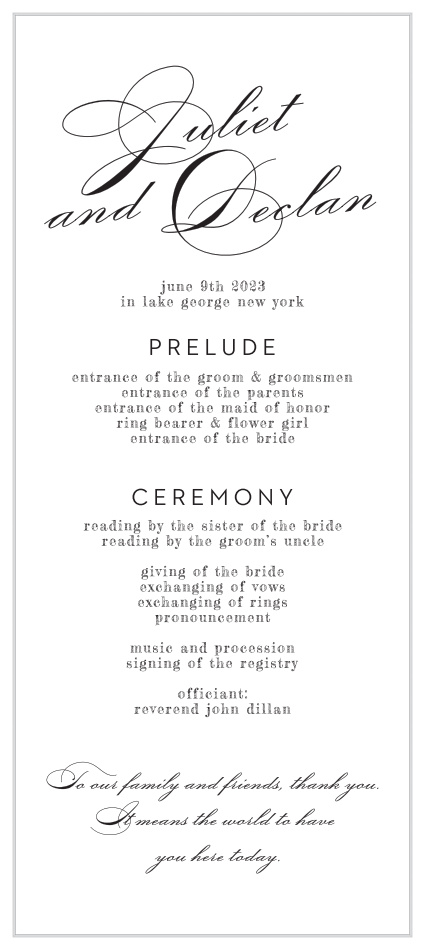 Set the stage for your dream day with our Classic Script Tea Wedding Programs.