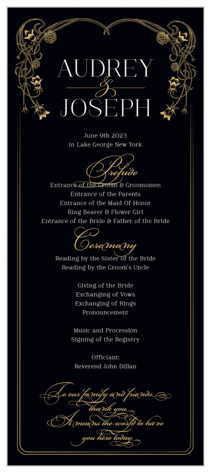 Our Floral Nouveau Wedding Programs inform family and friends of every step of your ceremony.