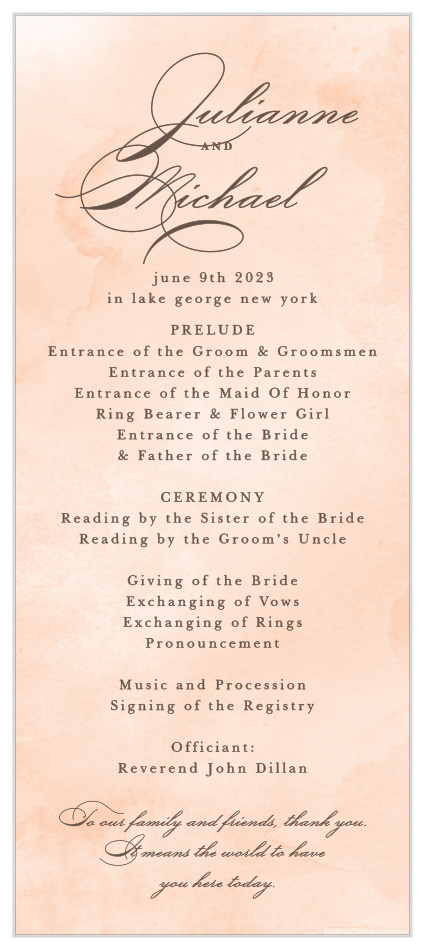 Our Have & to Hold Wedding Programs keep family & friends up-to-date throughout your ceremony.