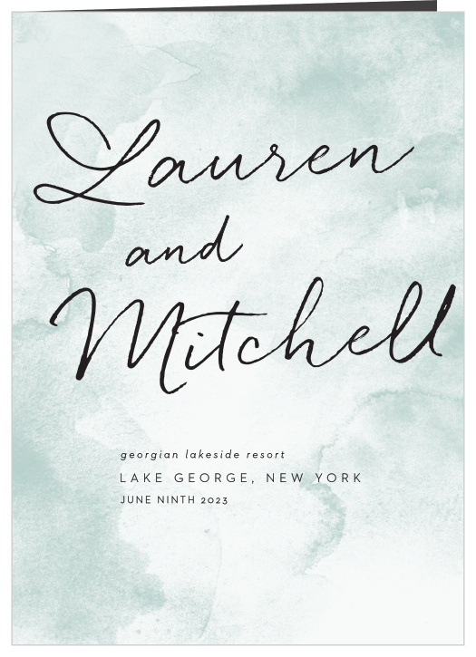 Walk family and friends through your special day with our Watercolor Wash Folded Wedding Programs. 