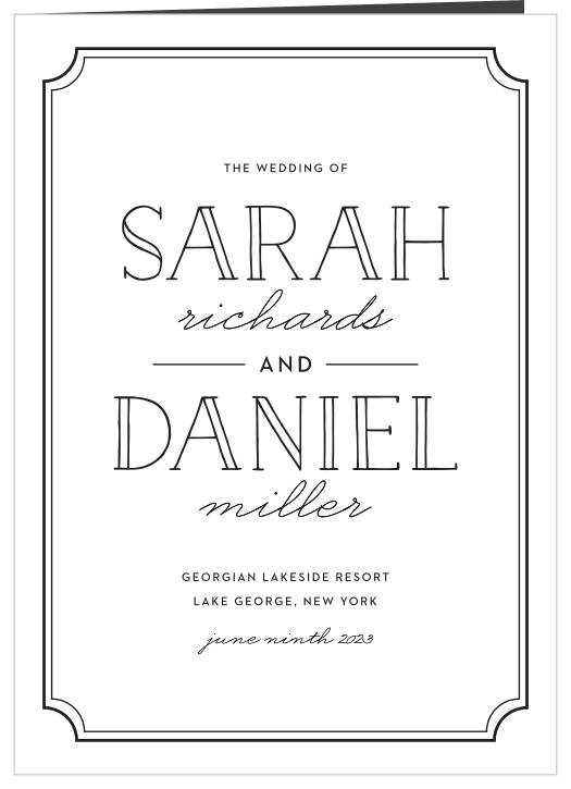 Let family and friends know of every step of your ceremony with our Type Frame Folded Wedding Programs.