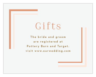 Let your guests know where they can find your gift wishlist by including our Clean Lines Registry Cards in your suite!
