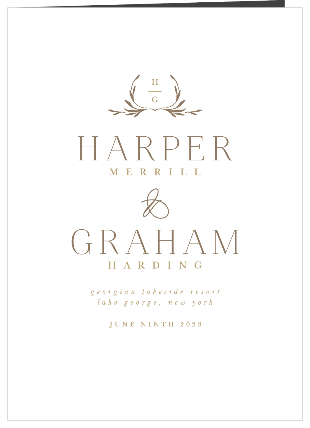 Monogrammed Minimalist Folded Wedding Programs