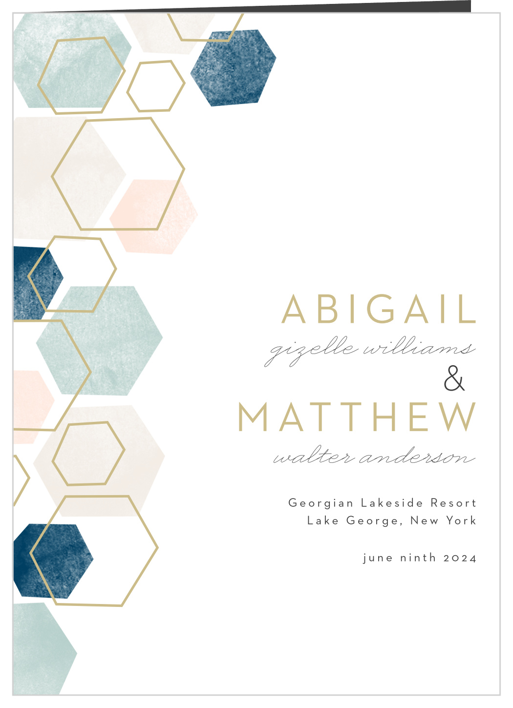 Geometric Watercolor Folded Wedding Programs