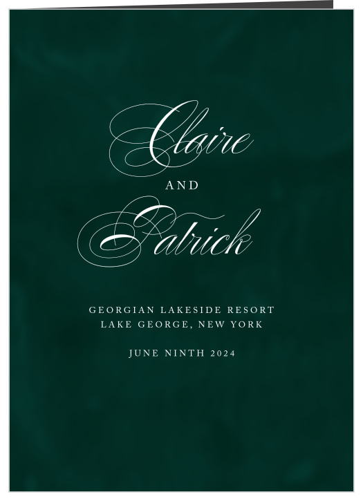 Our Formal Velveteen Folded Wedding Programs are sure to spell out each unforgettable moment of your ceremony to family and friends.