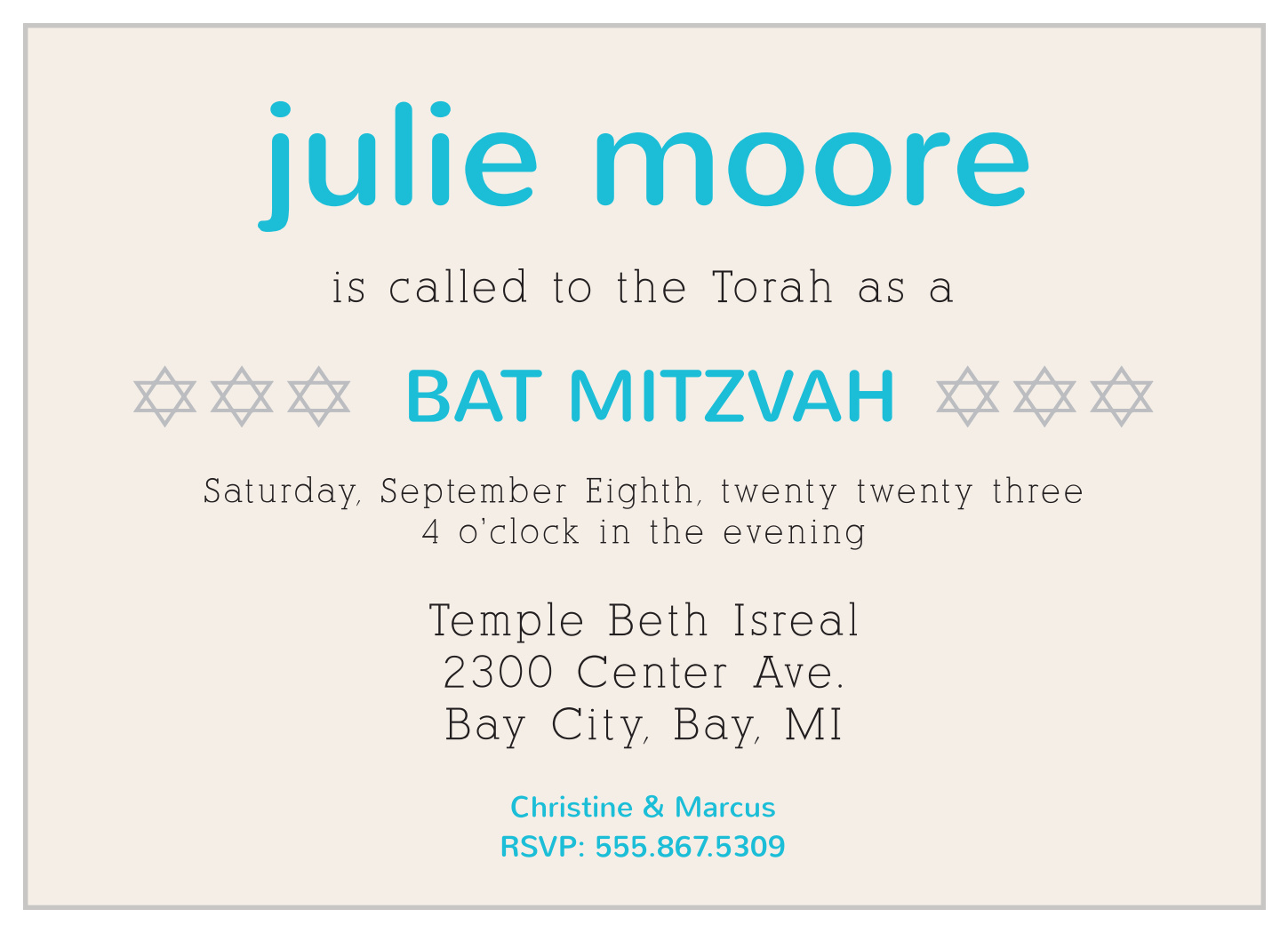 Simply Modern Bat Mitzvah Invitations