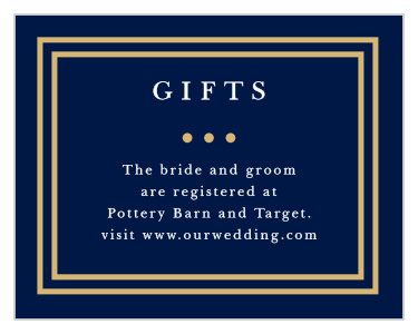 Clean and simple, the Simple Square Registry Card is the perfect way to share your wish list info. 