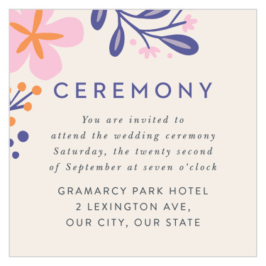 Bring loved ones together for your special day with our Fluid Florals Ceremony Cards.