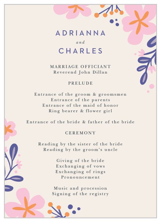 Our Fluid Florals Wedding Programs walk family and friends through every step of your ceremony.